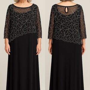 MSK Black Long Sleeve Dress with Metallic Details
